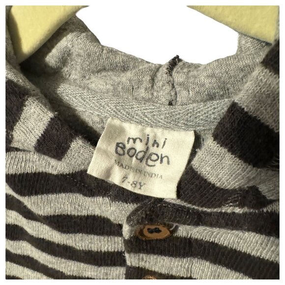 Mini Boden Kids Long Sleeve Henley / Hoodie Sweater, Striped, 7-8Y - Picture 3 of 5